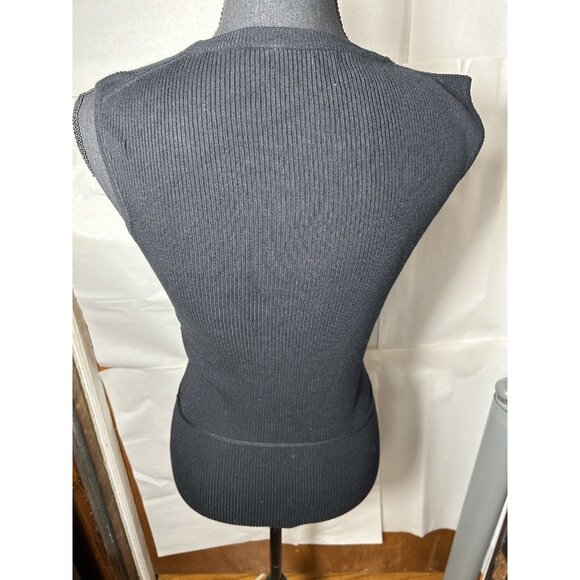 BCBG MAXAZRIA Black V Neck Sweater Vest Top Sleeveless Size S - Picture 7 of 10